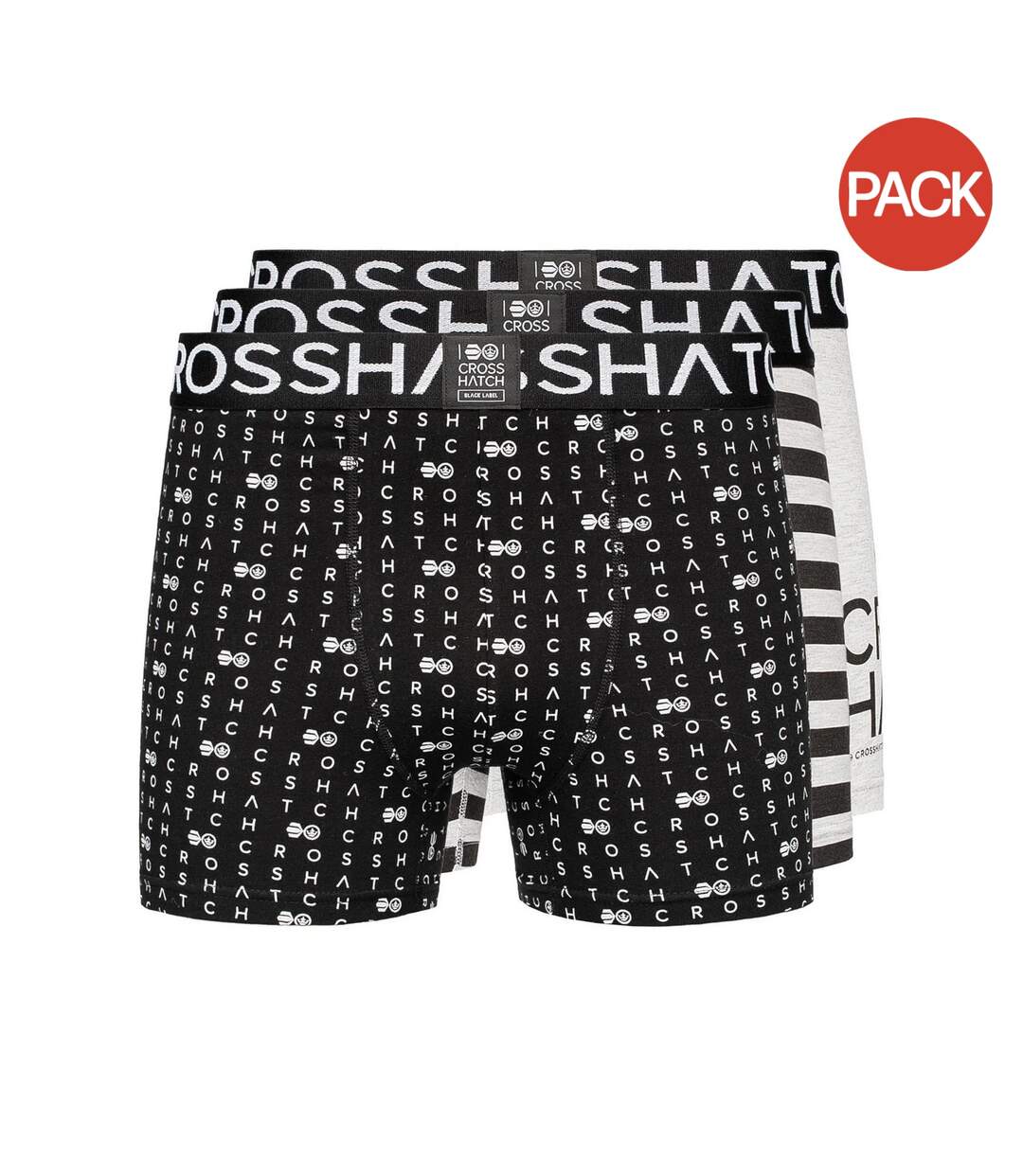 Pack of 3  Mens gridline boxer shorts  grey marl Crosshatch-1