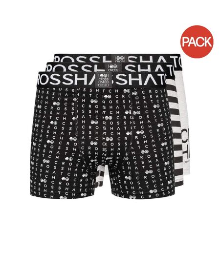 Pack of 3  Mens gridline boxer shorts  grey marl Crosshatch