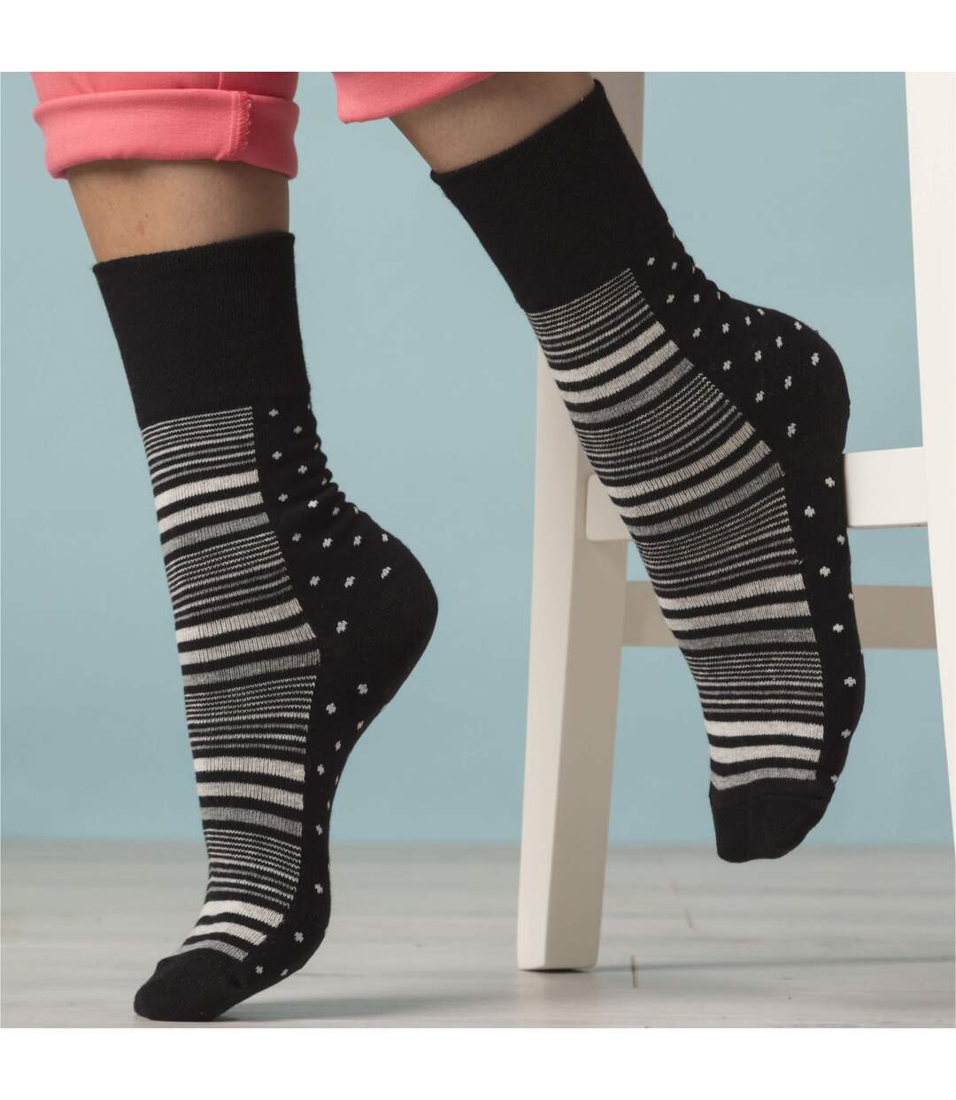 6 Paires Chaussettes Femme Coton sans Élastique-5