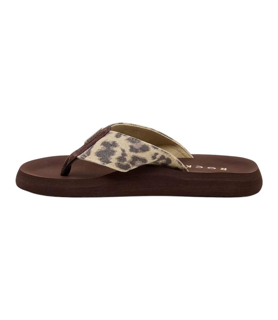 Womens/ladies Adios Leopard Print Flip Flops Tan Rocket Dog-2