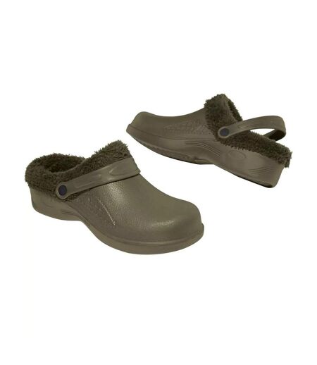 Mens Sherpa Lined Water Repellent Garden Clogs Khaki Green Atlas For Men