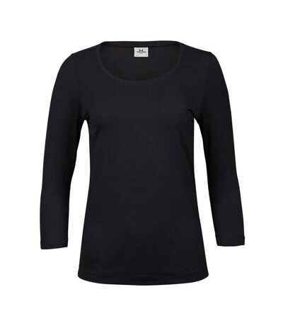 Tee Jays Womens/Ladies Stretch 3/4 Sleeve T-Shirt (Black)