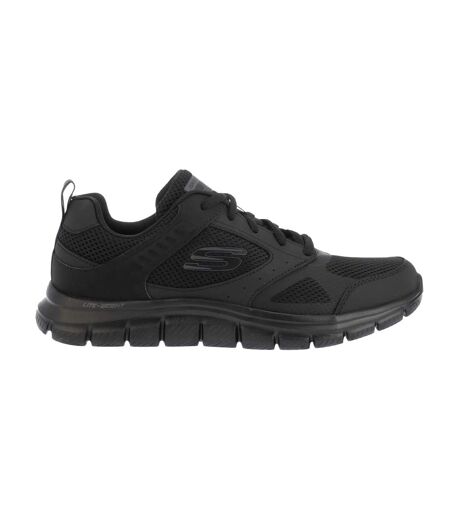 Mens track syntac coated leather trainers black Skechers