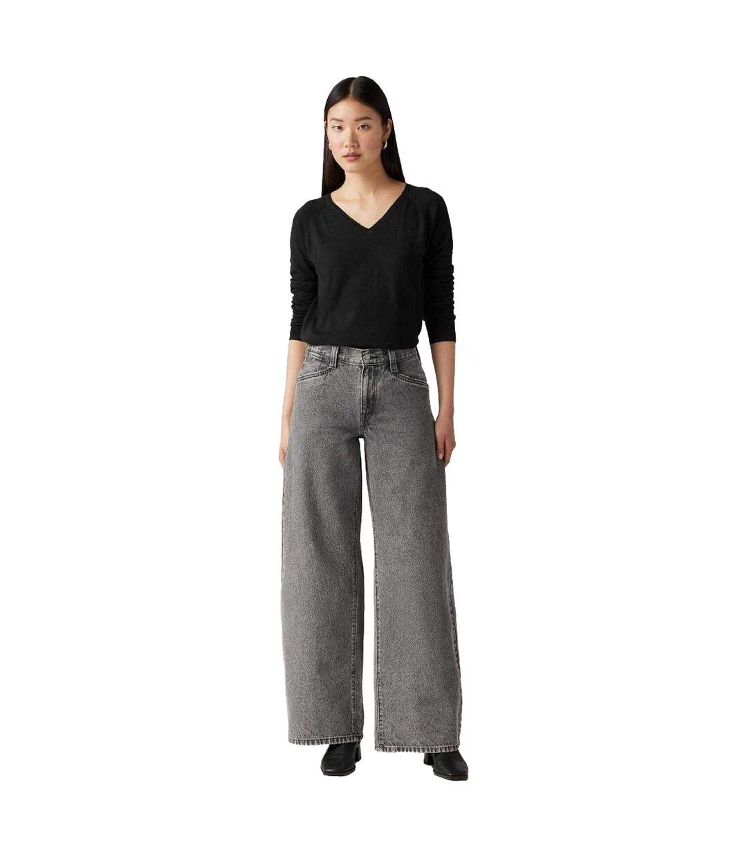 Womens/ladies Out And About Baggy Jeans Grey Levis-4