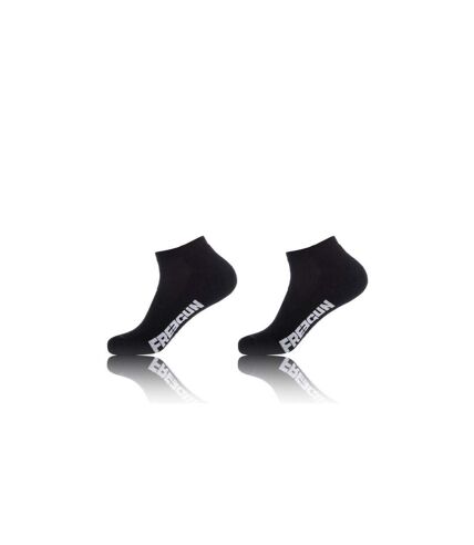 FREEGUN Lot de 2 paires de Socquettes Homme Coton TOP Noir