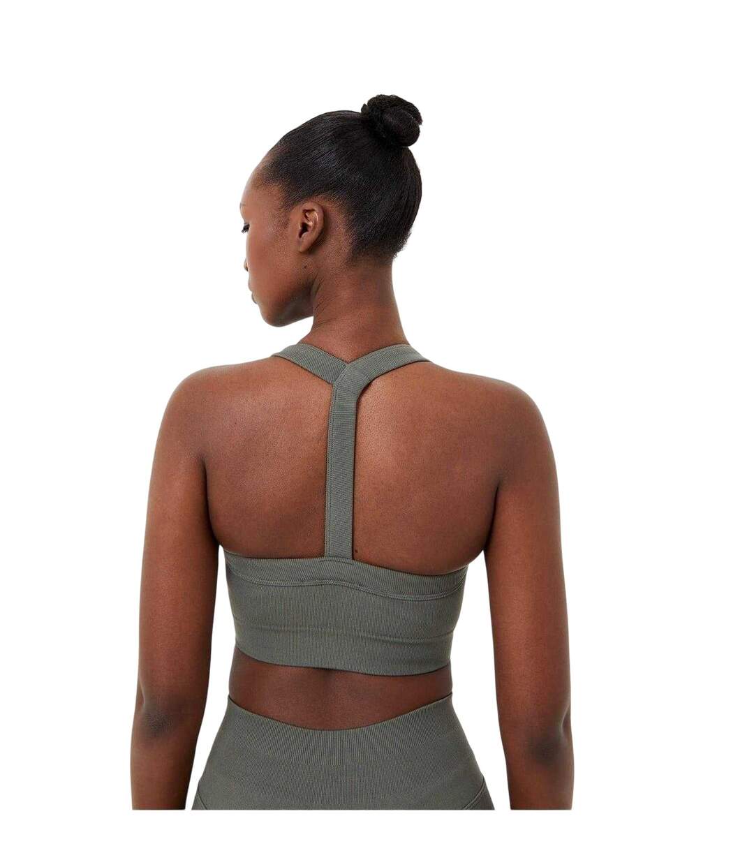 Womens/ladies Sophie Habboo Ribbed Sculpting Sports Bra Light Khaki USA Pro-3