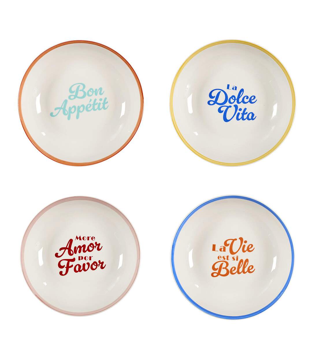 Lot de 4 Assiettes Creuses Dolce Vita 20cm Multicolore-1