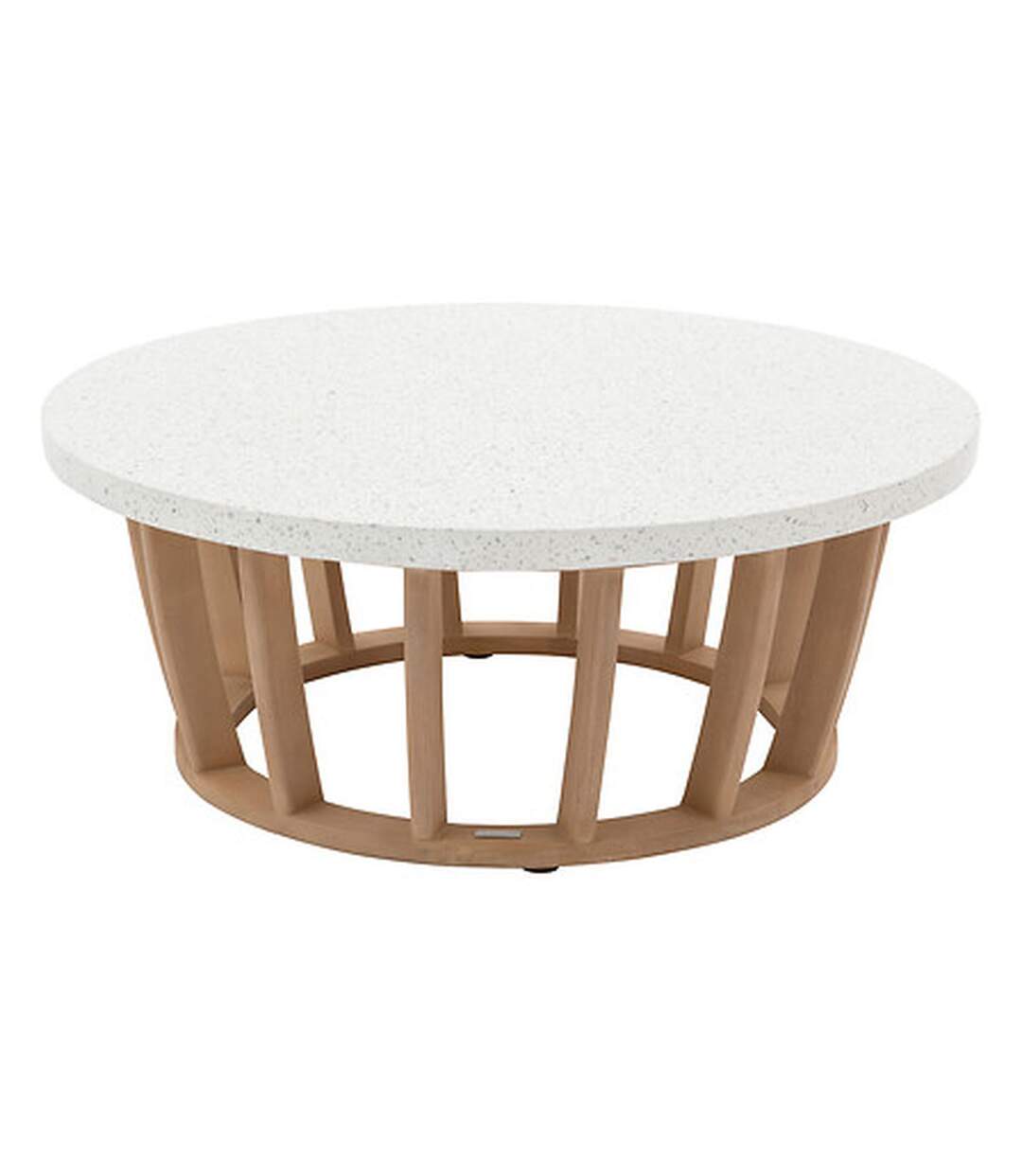 Table basse de jardin ronde en bois et béton LEMINDO - Marron-1
