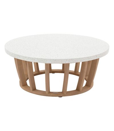 Table basse de jardin ronde en bois et béton LEMINDO - Marron