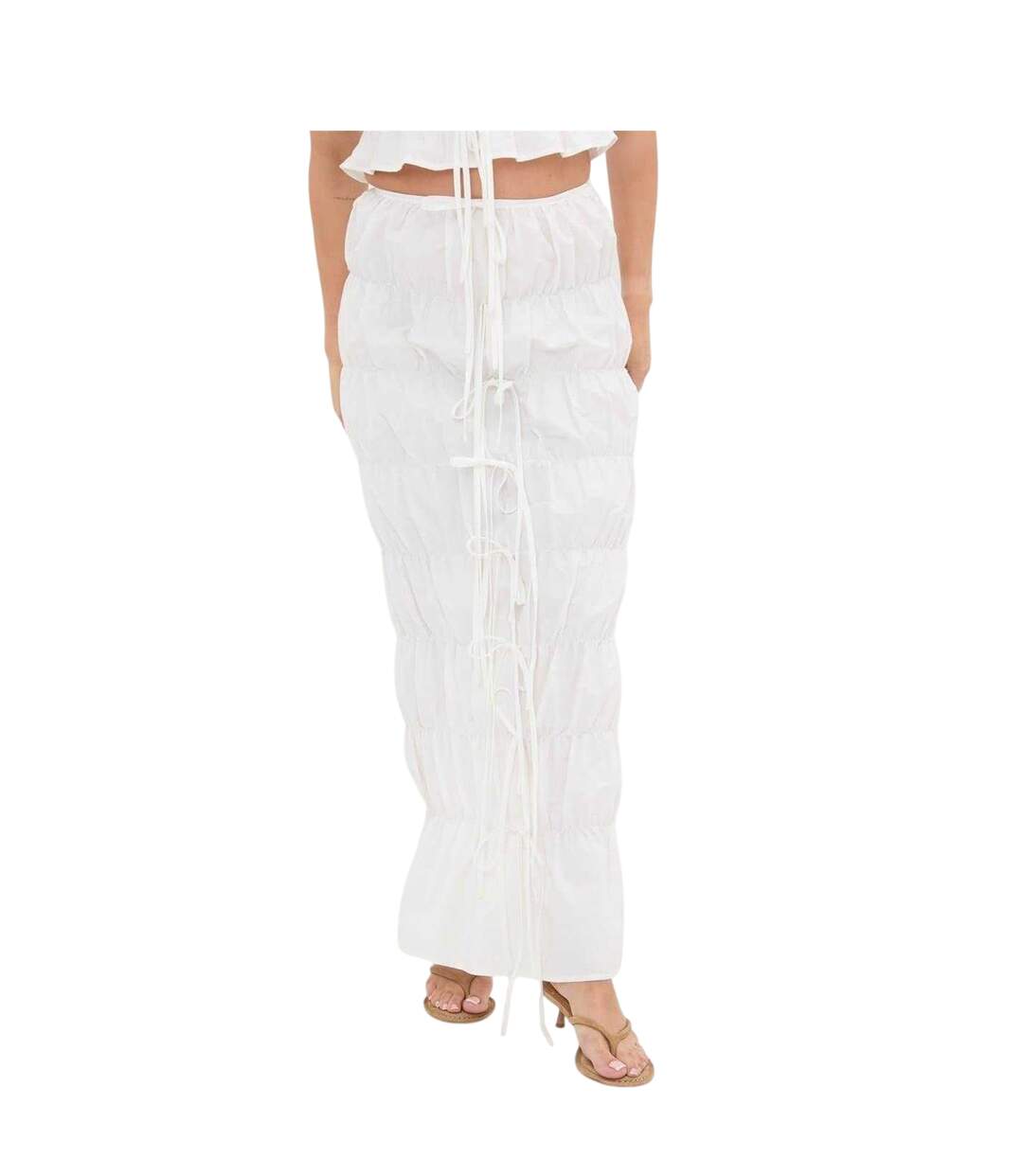 Jupe Longue Motif/style Ruché Femme Blanc I Saw It First-2