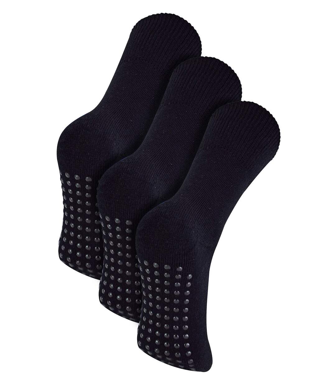 THMO - 3 Paires Chaussettes Antidérapantes Bambou Luxe Noir