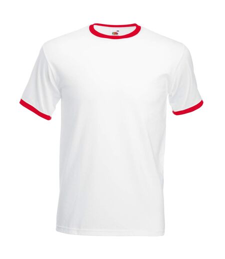 T-shirt à manches courtes homme blanc /rouge Fruit of the Loom