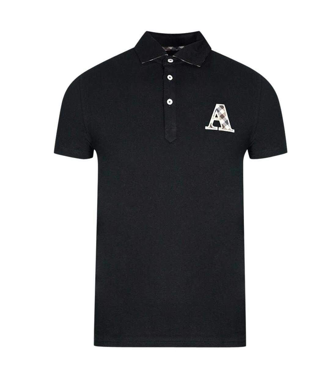 Polo Motif/style Logo À Carreaux Homme Noir Aquascutum-1