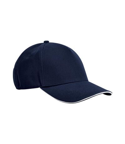 Beechfield Classic Natural Cotton Sandwich Peak Cap (French Navy/White) - UTPC6994