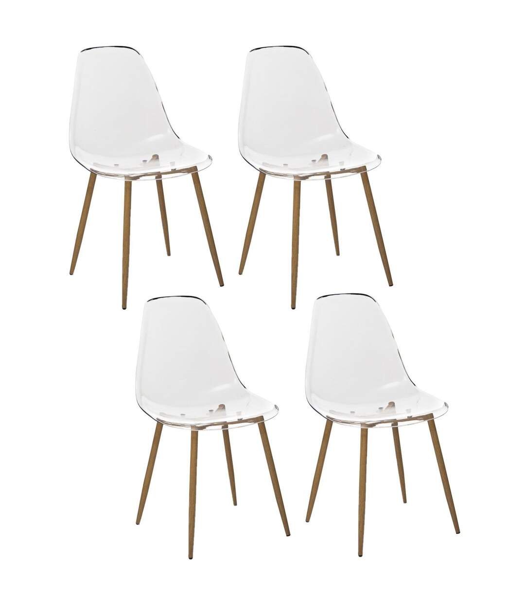 Lot de 4 Chaises Thao en polycarbonate - Transparent et Beige-1
