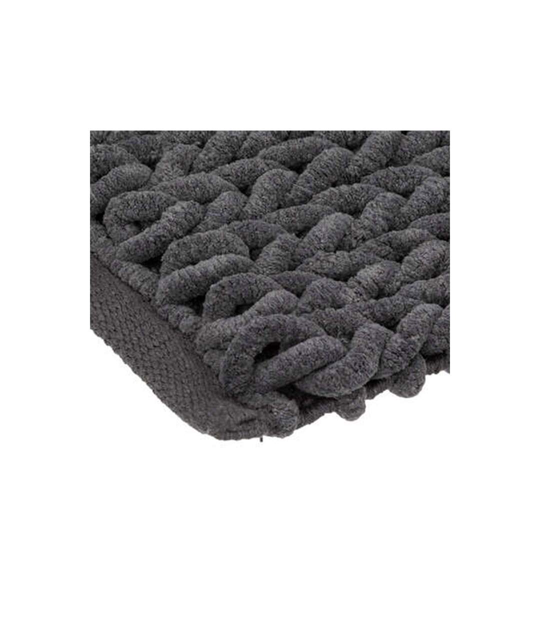 Tapis de Salle de Bain Tissé Épais 50x120cm Gris Foncé-2