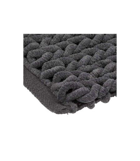 Tapis de Salle de Bain Tissé Épais 50x120cm Gris Foncé