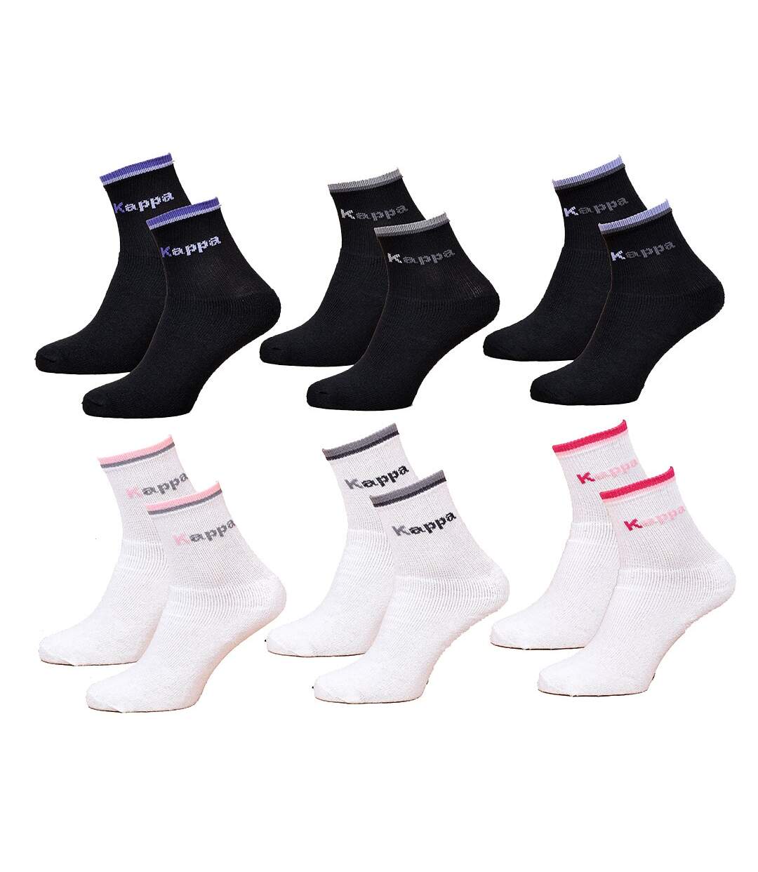 Chaussettes Femme KAPPA Modèle Tennis -Assortiment modèles photos selon arrivages- Pack de 6 Paires Tennis Assorties-1