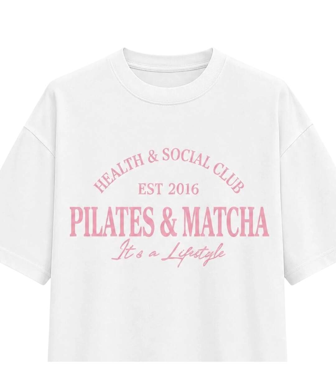 Womens/ladies Pilates And Matcha Graphic Print Oversized T-shirt Pink I Saw It First-3