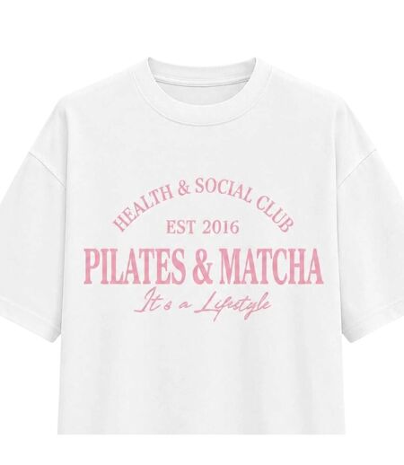Womens/ladies Pilates And Matcha Graphic Print Oversized T-shirt Pink I Saw It First