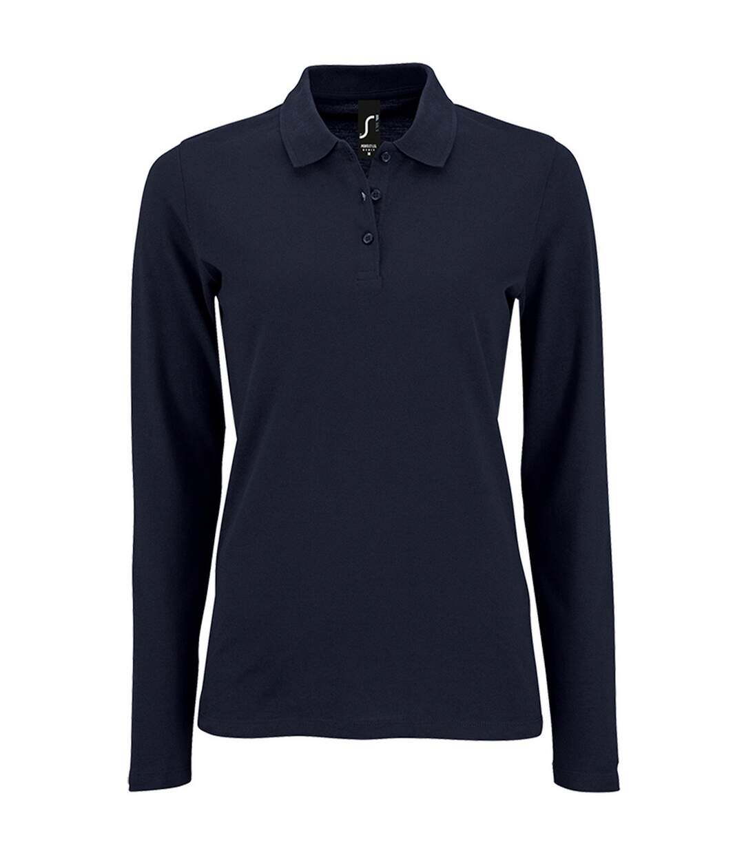 Polo manches longues perfect femme bleu marine SOLS-1