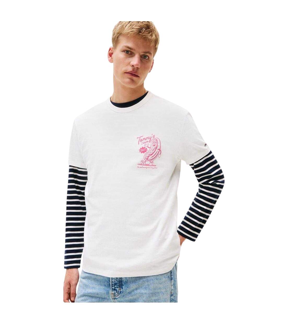 T-shirt Motif/style Hot-dog Homme Écru Tommy Jeans-4