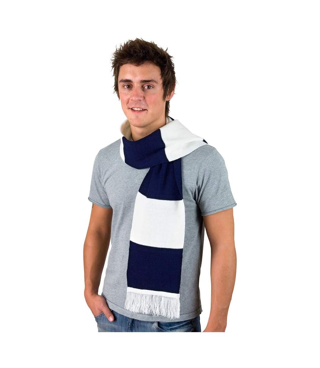 Echarpe Épaisse Thermique Tricotée Homme Taille Unique Blanc Bleu Marine Result-1