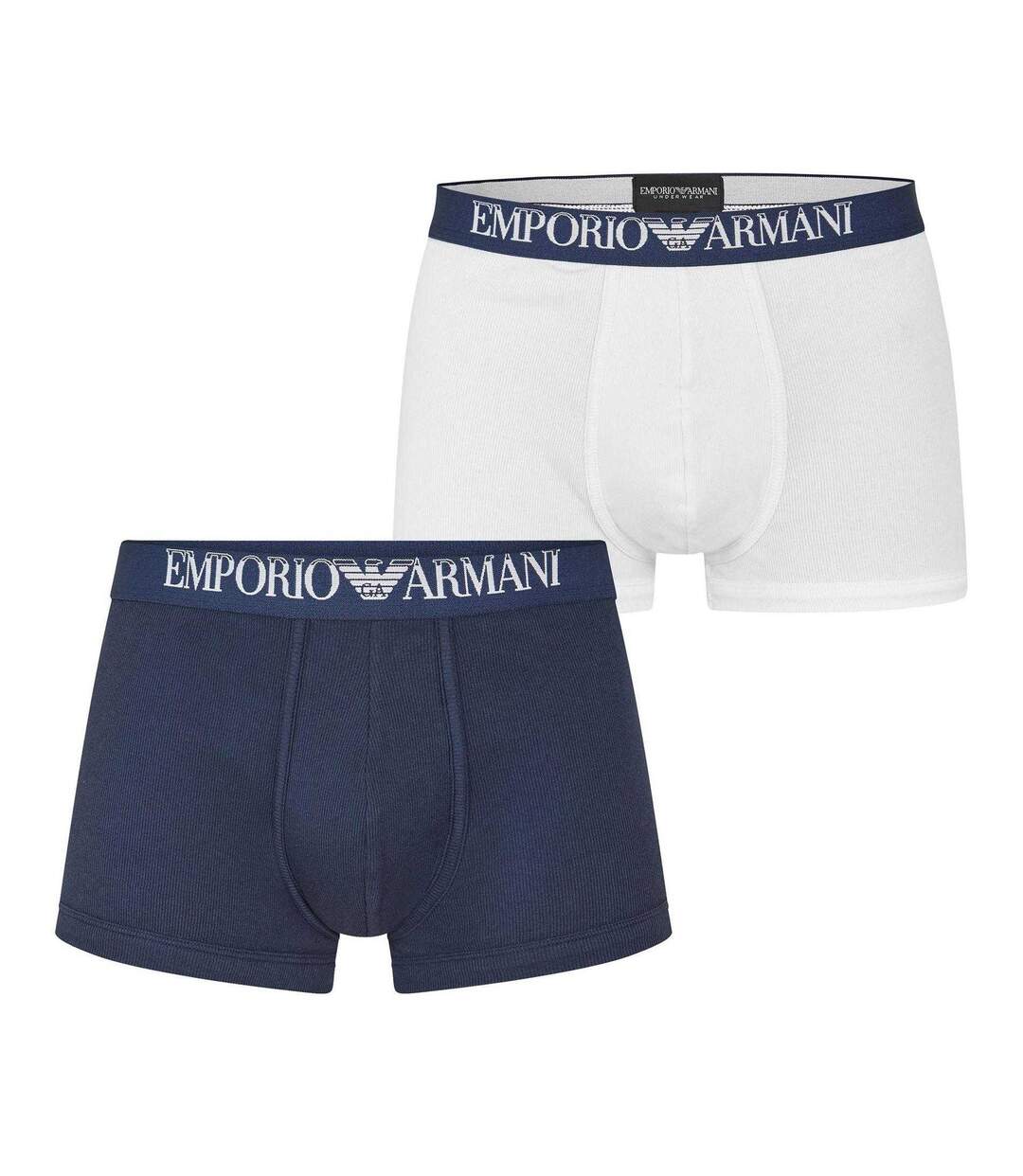 Boxer Homme Bleu Marine Blanc Emporio Armani-2