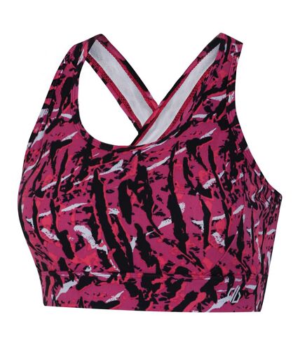 Womens/ladies wave zebra print sports bra neon pink Dare 2B