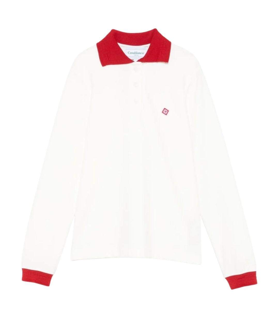 Mens Jersey Long-sleeved Polo Shirt White Casablanca-2