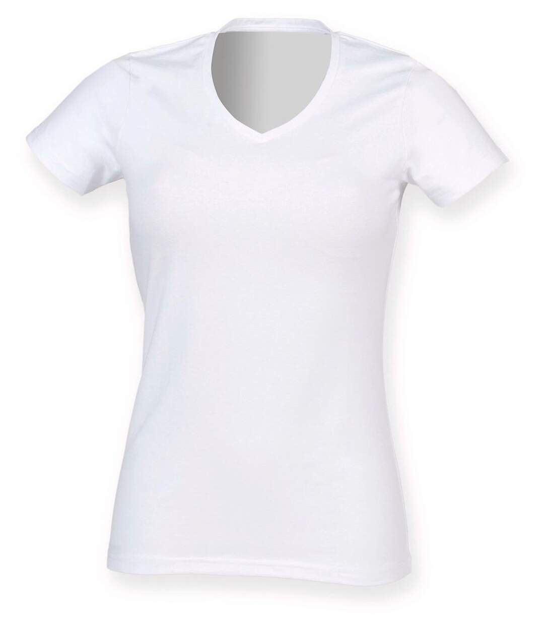 T-shirt col V - Femme - SK122 - blanc