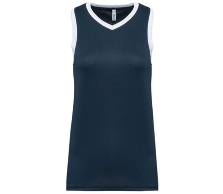 Maillot de basket - femme - PA4051 - bleu marine et blanc
