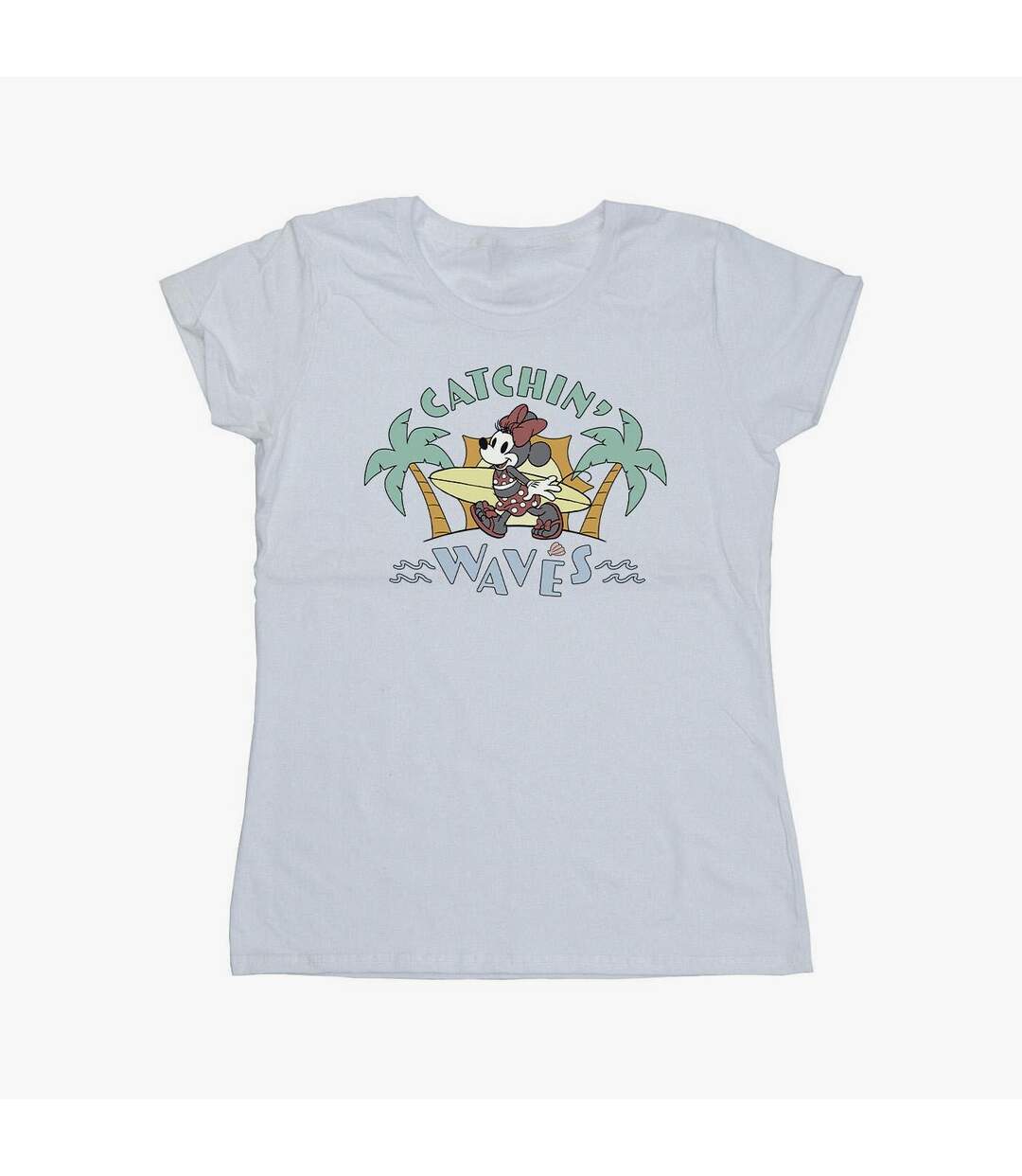 Disney Femme/Ladies Minnie Mouse Catchin Waves - T-shirt en coton (Blanc) - UTBI33343-1