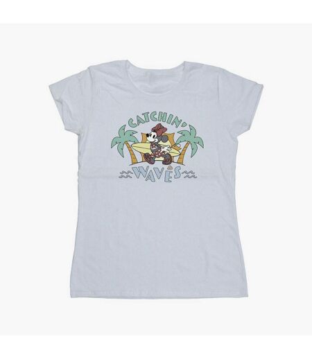 Disney Femme/Ladies Minnie Mouse Catchin Waves - T-shirt en coton (Blanc) - UTBI33343