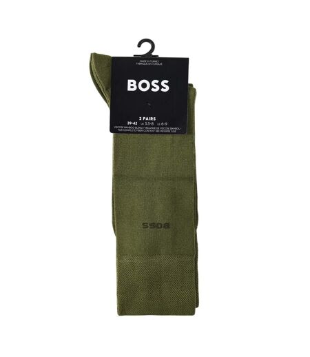 Pack Of 2  Mens Bamboo Crew Socks  Green Boss