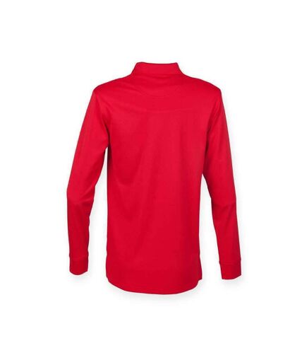 Henbury Adults Unisex Long Sleeve Coolplus Piqu Polo Shirt (Classic Red)