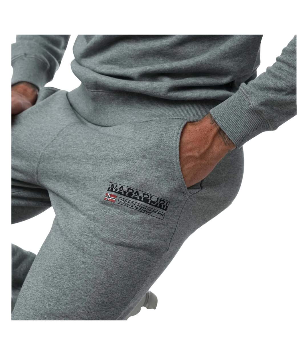 Mens Kasba Logo Jogging Bottoms Grey Marl Napapijri-3
