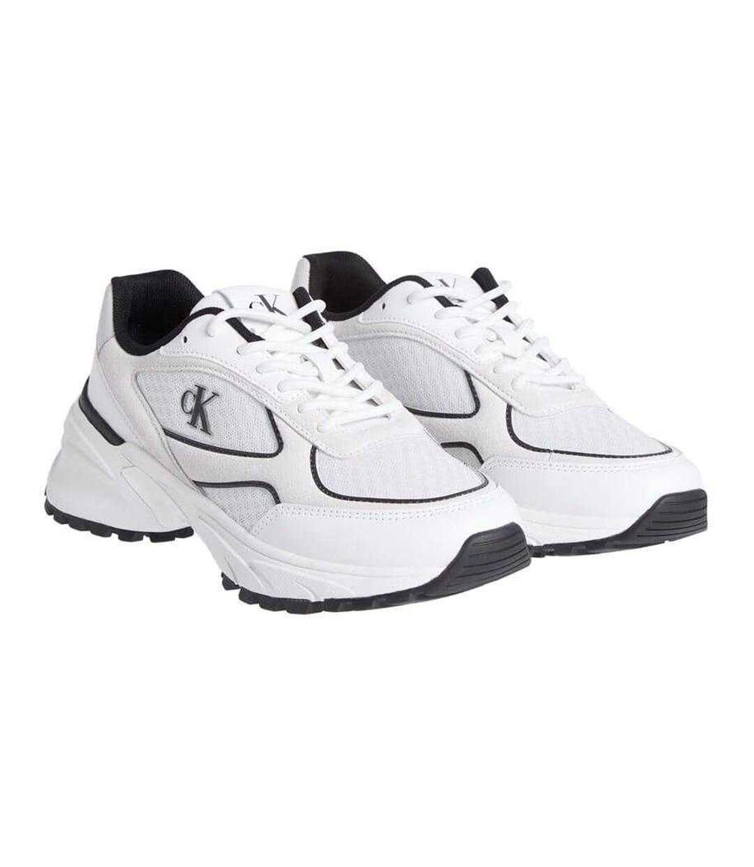 Womens/ladies Chunky Trainers White Black Calvin Klein-4