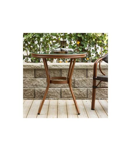 Table de Jardin en Verre Loures 75cm Marron