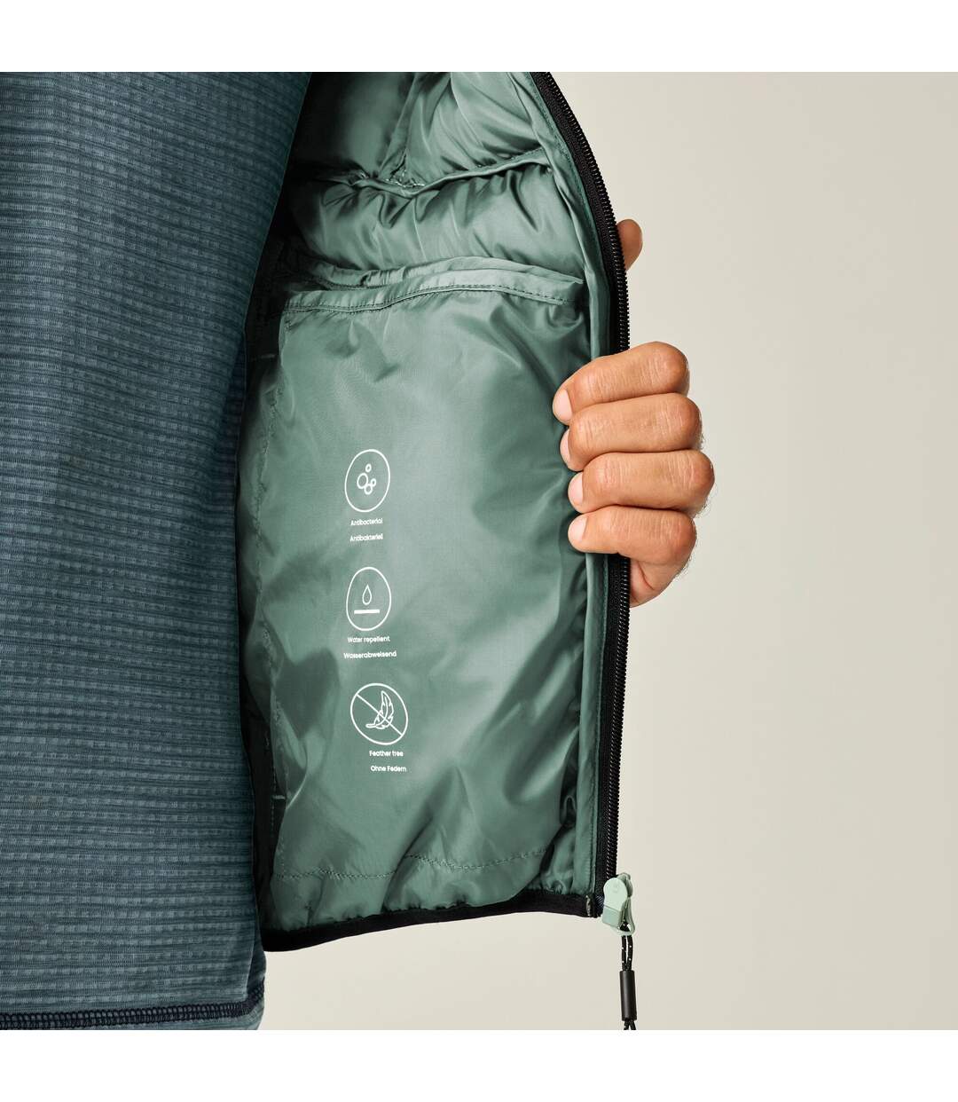 Veste Motif/style À Capuche Leedre Homme Vert Pâle Noir Regatta-4