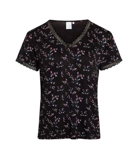 Womens/ladies Jordan Floral V Neck T-shirt Black CCDK Copenhagen