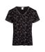 Womens/ladies Jordan Floral V Neck T-shirt Black CCDK Copenhagen-1