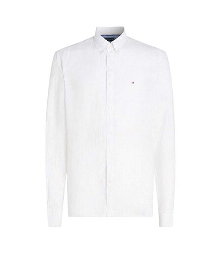 Mens Linen Regular Long-sleeved Shirt Optic White Tommy Hilfiger