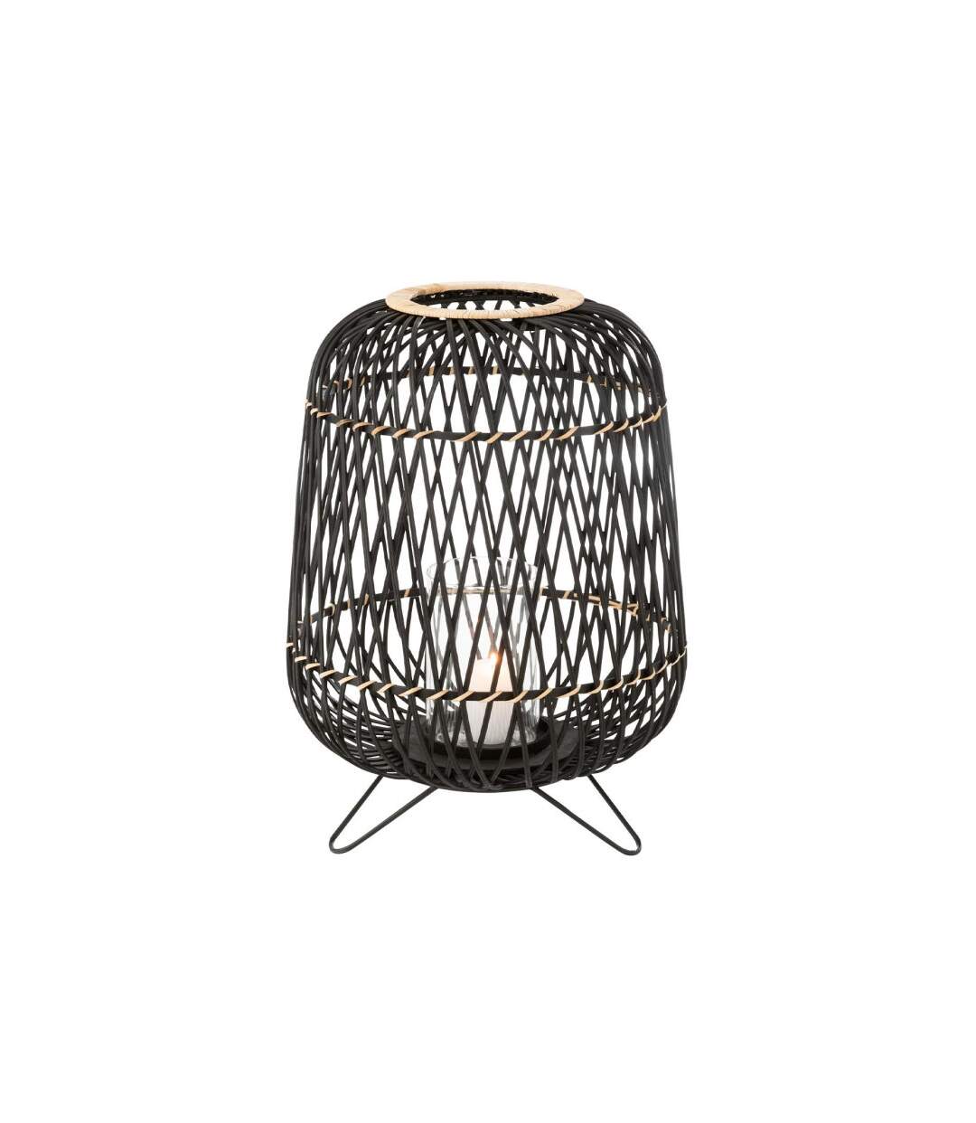 Lanterne Déco Bambou sur Pied 57cm Noir-2