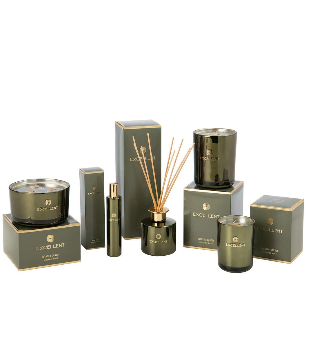Bougie Parfumée Excellent 14cm Bergamot Wood Vert-2