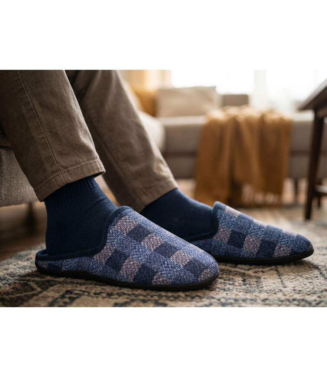 OZABI Pantoufles Homme Mule Chaudes Antiderapantes Confort-2
