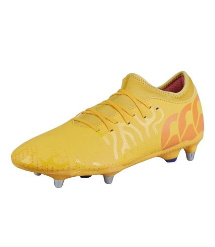 Chaussures de rugby speed infinite team 2025 pour hommes, soft ground jaune / orange Canterbury