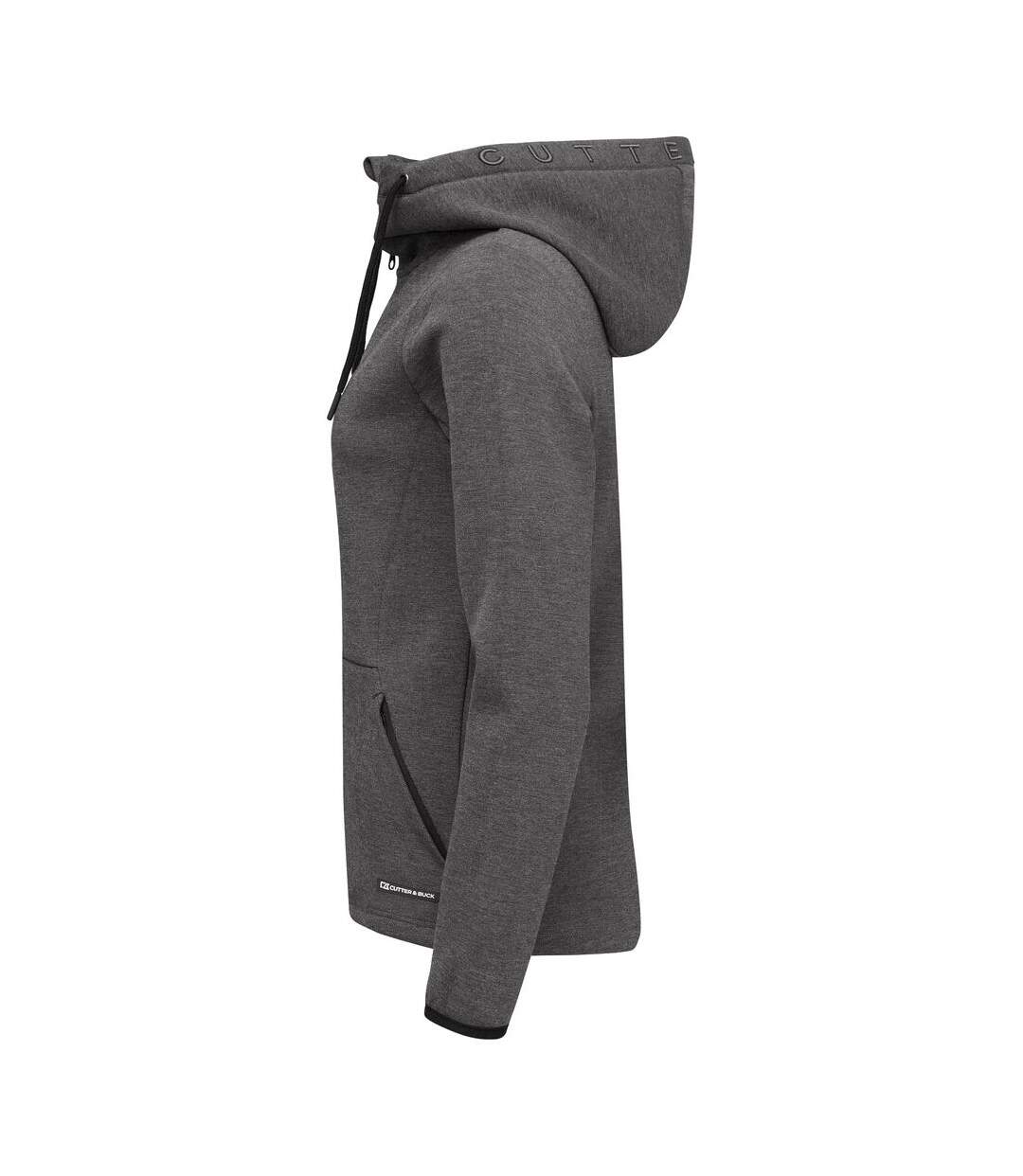Womens/ladies Pemberton Full Zip Hoodie Anthracite Melange Cutter & Buck-3