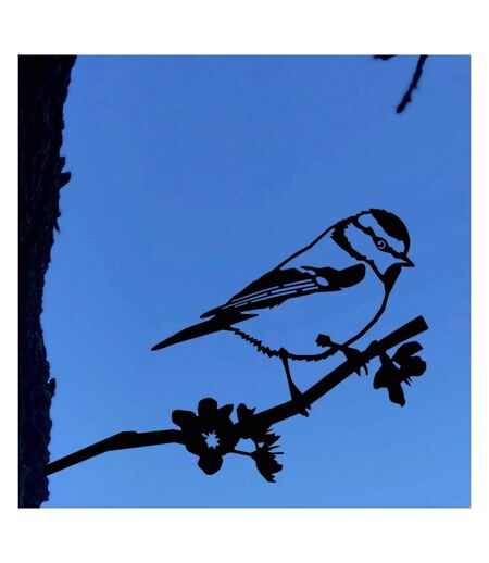 Oiseau sur pique mésange bleue en acier corten