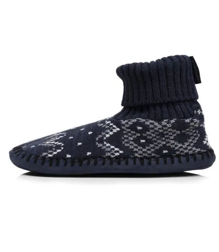 Isotoner Chaussettes d'intérieur homme maille jacquard, picots antidérapants